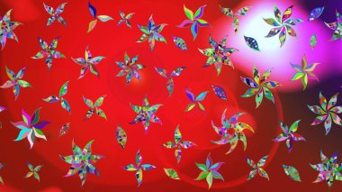 Motley illüstrasyonu. Çiçekli bahar çiçekleri. Küçük çiçekte güzel bir desen. Küçük renkli çiçekler. Moda baskıları için zarif bir şablon.