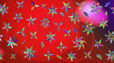 Renkli Bahar Teması eskiz kalıbı. Kırmızı ve mor renkte çiçekler. Güzel çiçek deseni. Düz Çiçek Elementleri Tasarımı.