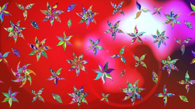 Kabile sanatı boho baskısı, klasik çiçek arkaplanı. Arkaplan dokusu, duvar kağıdı, kırmızı ve pembe renkli çiçek teması. Soyut etnik raster çizim kalıbı.