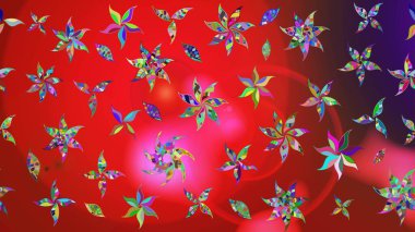 Suluboya tarzında kırmızı ve pembe renklerde. Raster illüstrasyonu. Küçük çiçekli bahar deseni çiz.