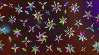 Robot resim. Kahverengi ve mor renkli çiçekler. Şirin çiçek elementleri. Raster illüstrasyonu.