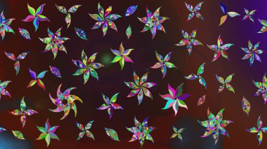 Raster. Düz Çiçek Elementleri Tasarımı. Renkli Bahar Teması çizim şablonu.