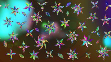 Çiçek tasarımı için inanılmaz bir kolaj cenneti tarzı. Parlak çiçekli kolaj çiçekleri kahverengi ve yeşil. Çiçekli zambaklar eskiz arka planı.