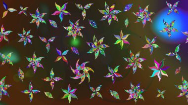 Raster illüstrasyonu. Çiçekler, dallar, bitkiler ve çiçekler. El çizimi. Güzel kumaş deseni.