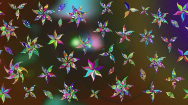 Arkaplan dokusu, duvar kağıdı, kahverengi ve yeşil renkli çiçek teması. Kabile sanatı boho baskısı, klasik çiçek arkaplanı. Soyut etnik raster çizim kalıbı.