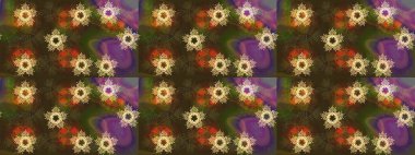 Soyut kış kahverengisi, yeşil ve mor süs. Raster illüstrasyonu. Güzel kar tanesi. Renkli arka planda izole tatlı kar taneleri. Yuvarlak raster kar tanesi.