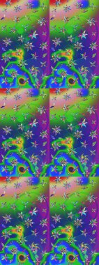 Raster illüstrasyonu. Çizim çiçek deseni duvar kâğıdı olarak kullanılabilir. Yeşil ve mavi renkte çiçekler.