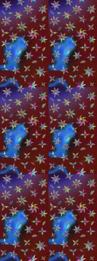 Kırmızı ve kahverengi renkte çiçekler. Raster illüstrasyonunda çiçek deseni çizimi.