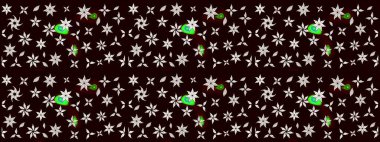 Raster illüstrasyonu. Yumuşak, bahar çiçekleri siyah ve nötr renklerde. Yaprak ve çiçek suluboya resmi, siyah ve nötr renkler üzerine eskiz deseni.