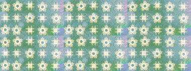 Raster illüstrasyonu. Tomurcukları papatya çiçekleri olan sevimli bir çiçek deseni. Eski usul. Kumaş, tekstil, duvar kağıdı baskısı için. Miles Fleur, süslü püslü bir süs. Taslak arkaplan.