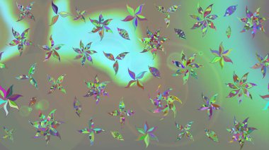 Raster Modaya uygun kumaş deseni. Renkli Bahar Teması eskiz kalıbı. Gri ve yeşil renkli şirin çiçek desenleri. Düz Çiçek Elementleri Tasarımı.