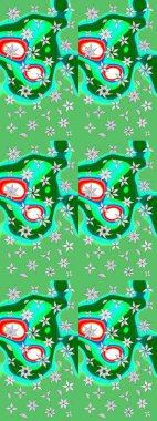 Modern, yeşil ve mavi raster arka plan duvar kağıdı çizimi, klasik çizgili desenli desenli çiçekler, çiçekli süsler. Çiçekli el çizimi çizimi deseni.