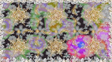 Noel, kar tanesi, yeni yıl. Gri renklerde ve altın elementlerle kusursuz klasik desen. Gri renklerde altın desenli altın elementler.