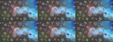 Çiçek mavisi ve gri çizim deseni. Raster çiçek izi. Klasik taslak çizimi.