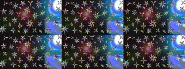 Gri ve mavi renkte çiçekler. Hediye ambalaj kağıdı, tebrik kartları, posterler ve pankart tasarımı. Raster düz çiçek çizim deseni.