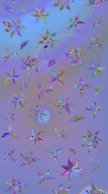 Mor ve mavi renkte çiçekler. Elle boyanmış suluboya resim çizimi çiçekler ve bitkiler.