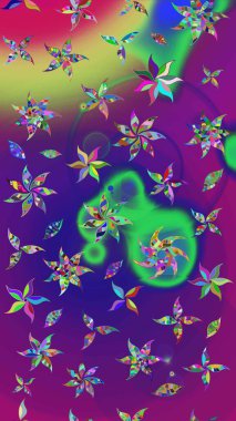 Raster illüstrasyonu. Suluboya çiçekli çiçek deseni. Mor ve mor renkli güzel tekstil.