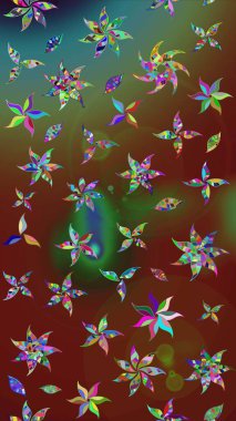 Tekstil ve kapak tasarımı için mükemmel. Renkli kahverengi ve yeşil çizim deseni. Doodle tarzı. Kahverengi ve yeşil renkli çiçekler. Elle çizilmiş sonbahar çiçeği deseni..