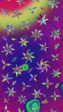 Robot resim. Raster illüstrasyonu. Küçük çiçekte sevimli çiçek deseni var..