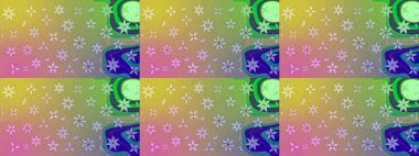 Raster illüstrasyonu. Asya tekstil tarzında. Renkli Bahar Teması eskiz kalıbı. Tarafsız ve yeşil renklerde çiçekler. Düz Çiçek Elementleri Tasarımı. Çiçek desenini çiz.