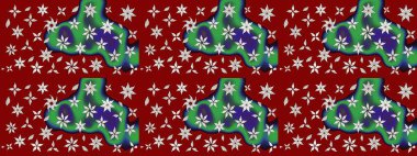 Çiçekler kırmızı ve yeşil renklerde. Kumaş desenli papatya çiçekleri ayrıntıları.