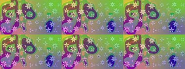 Raster çiçek izi. Çiçek yeşili ve nötr çizim deseni. Klasik taslak çizimi.