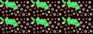 Çiçeksel elementlerle süslenmiş zarif raster dokusu. Siyah ve nötr renkler ve parlak çiçekler üzerine soyut çizim deseni. Küçük çiçekte şirin bir çiçek deseni var..