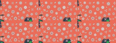 Renkli Bahar Teması eskiz kalıbı. Çiçekli çizim şekli. Düz Çiçek Elementleri Tasarımı. Turuncu ve nötr renkte çiçekler.