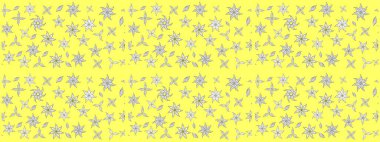 Çiçek deseni. Şatafatlı bahar bahçesi dokusu. Sarı ve beyaz renkte çiçekler. Sarı ve beyaz renkte çiçek çizimi. Raster illüstrasyonu.