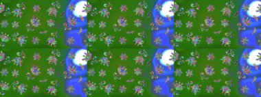 Renkli arka planda izole tatlı kar taneleri. Kar tanesi raster deseni. Yeşil renkli kar taneleri. Raster illüstrasyonu.