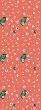 Suluboya çiçekli çiçek deseni. Turuncu ve nötr renklerde güzel bir tekstil. Raster illüstrasyonu.