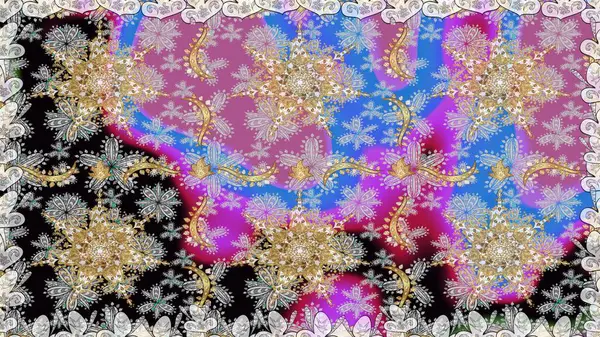 Altın antika ortaçağ dekoratifi, yapraklar ve tarafsız renklerde altın desenli süslemeleri olan dikişsiz bir şablon. Kusursuz kraliyet lüksü, altın barok kumaş rengi..