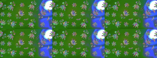 Renkli arka planda izole tatlı kar taneleri. Kar tanesi raster deseni. Yeşil renkli kar taneleri. Raster illüstrasyonu.