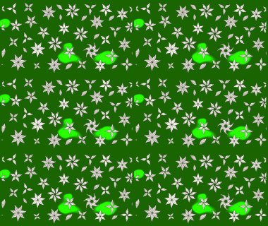 Yeşil renkli çiçekler. Raster illüstrasyonundaki çiçek desenli çizim. Renkli Bahar Teması eskiz kalıbı. Düz Çiçek Elementleri Tasarımı.