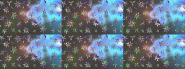 Elle boyanmış suluboya resim çizimleri, çiçekler ve bitkiler. Mavi ve gri renkte çiçekler.