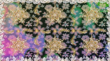 Çiçek süsü kumaş deseni, cam, çiçek desenli metal gri renkli ve altın elementli. Klasik raster altın pürüzsüz desen.