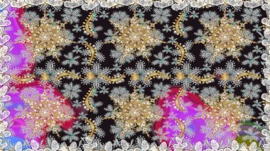 Gri renklerde altın tekrarlayan elementlerle soyut arkaplan. Kusursuz oryantal klasik altın desen.