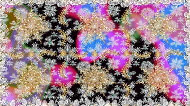 Kusursuz altın desenli bukleler. Doğu tarzı arabesk tarzında altın elementler. Tarafsız renklerde kusursuz desen. Raster altın pürüzsüz desen.