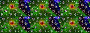 Çiçekli yaz çiçekleri. Küçük çiçekte güzel bir desen. Küçük renkli çiçekler. Moda baskıları için zarif bir şablon. Motley illüstrasyonu. Çizim.