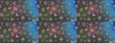 Çiçek grisi ve mavi çizim deseni. Raster çiçek izi. Klasik taslak çizimi.