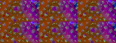 Çiçek ve yapraklı çiçek deseni. Küçük çiçekli şirin bir desen. Raster illüstrasyonu.