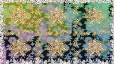 Kusursuz kıvırcık saçlar. Raster altın desen. Doğulu stil, altın elementlerle birlikte gri renklerde altın desenli arabesk yapar..