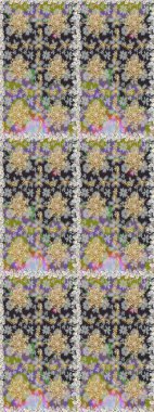 Altın karalama fantezi yapraklarından ve gri renkli çiçeklerden Raster soyut çiçek çelengi. El yapımı dekoratif çerçeve, albüm kapağı, tebrik kartı, klasik Art deco tarzı.