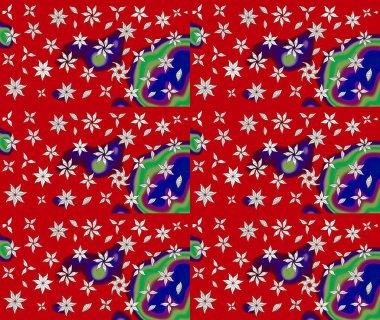 Çiçekli karalama şeklinde Raster çiçek deseni. Kırmızı renkte çiçekler. Nazik, narin çiçek arkaplanı.