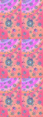 Raster illüstrasyonundaki çiçek desenli çizim. Pembe ve nötr renklerde. Raster illüstrasyonu. Güzel kumaş deseni.