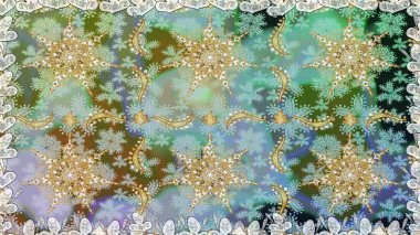 Tarafsız renklerde altın rengi ve altın elementler üzerinde altın pürüzsüz desen. Tekrarlayan elementlerle soyut arkaplan oluşturun. Raster illüstrasyonu. Kusursuz, klasik altın desen..