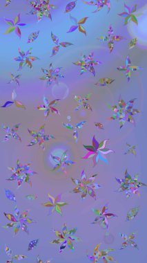 Asya tekstil tarzında. Mor ve mavi renkte çiçekler. Çiçek desenli çizim. Renkli Bahar Teması eskiz kalıbı. Raster illüstrasyonu. Düz Çiçek Elementleri Tasarımı.