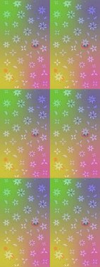 Raster illüstrasyonu. Çiçek desenli çizim. Asya tekstil tarzında. Raster illüstrasyonu. Tarafsız ve yeşil renkte çiçekler.