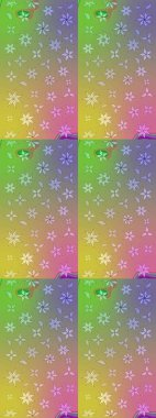 Çiçek ve yapraklı çiçek deseni. Küçük çiçekli şirin bir desen. Raster illüstrasyonu.