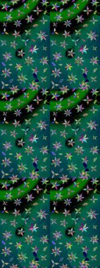 Yumuşak, yaz çiçekleri yeşil ve mavi renklerde. Raster illüstrasyonu. Raster çiçek desenli ve çiçekli..